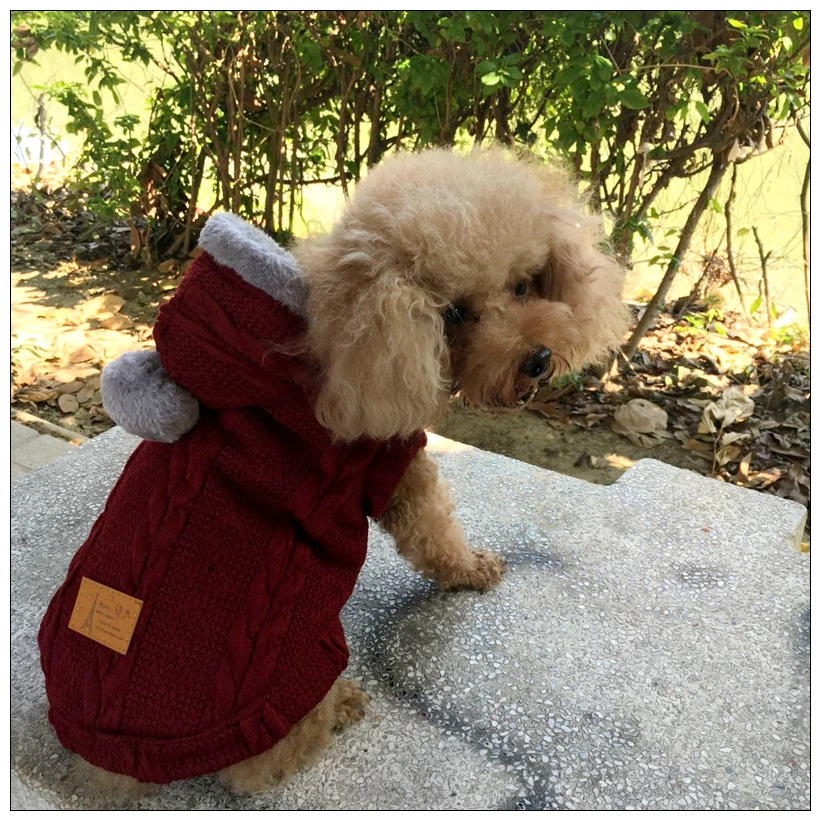 Dog Clothes Autumn and Winter New Knitted Warm Cotton Coat Thick Shirt Pet Wool Clothes