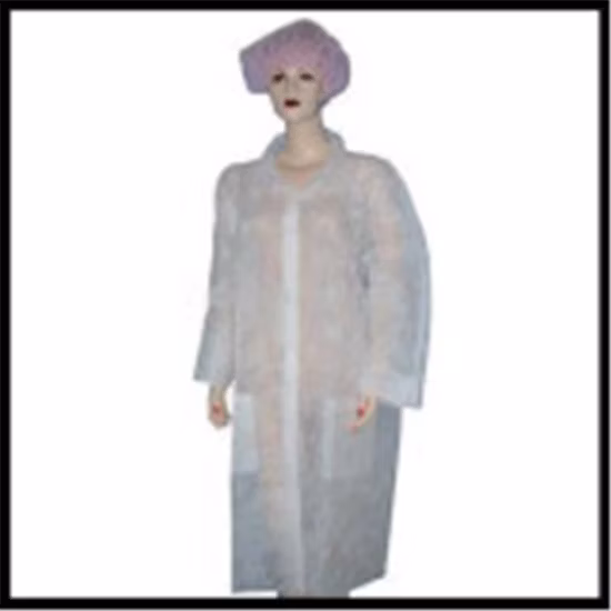 주머니가 있는 일회용 부직포 PP 실험실 코트