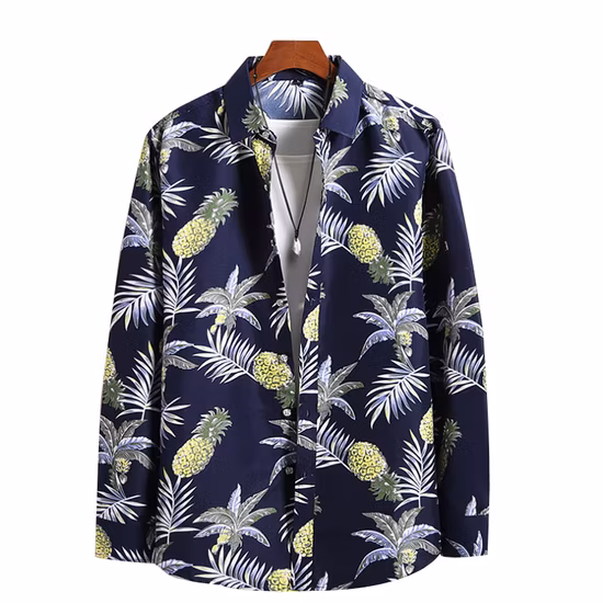 도매 여름 면 디지털 인쇄 남자의 짧은 소매 하와이안 셔츠